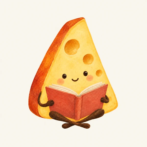 A little cheese reading its favorite red book